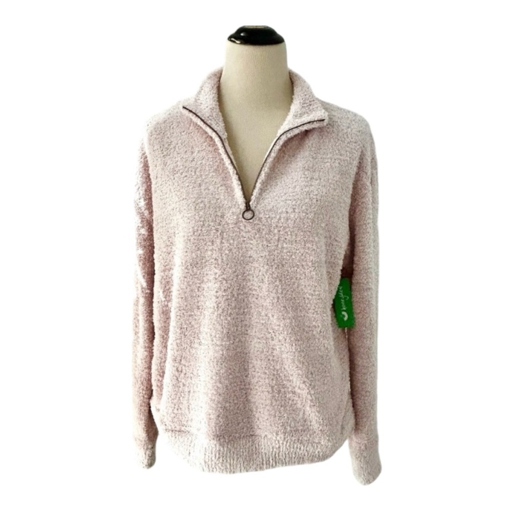 🩷NWT Honeydew Intimates 1/4 Zip Light Pink Sherpa Pullover Size Small - Picture 2 of 9